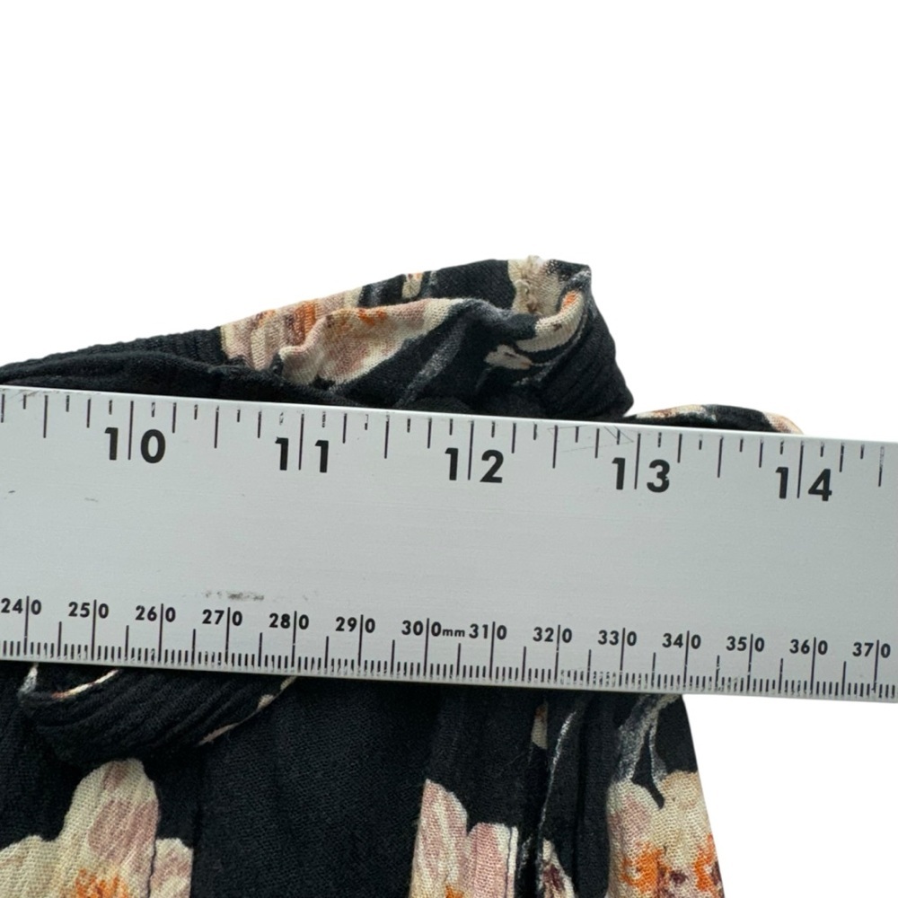 Boho Floral Wrap Skirt Black Pink Midi XS Flowing Lightweight Vacation Casual - Picture 6 of 9